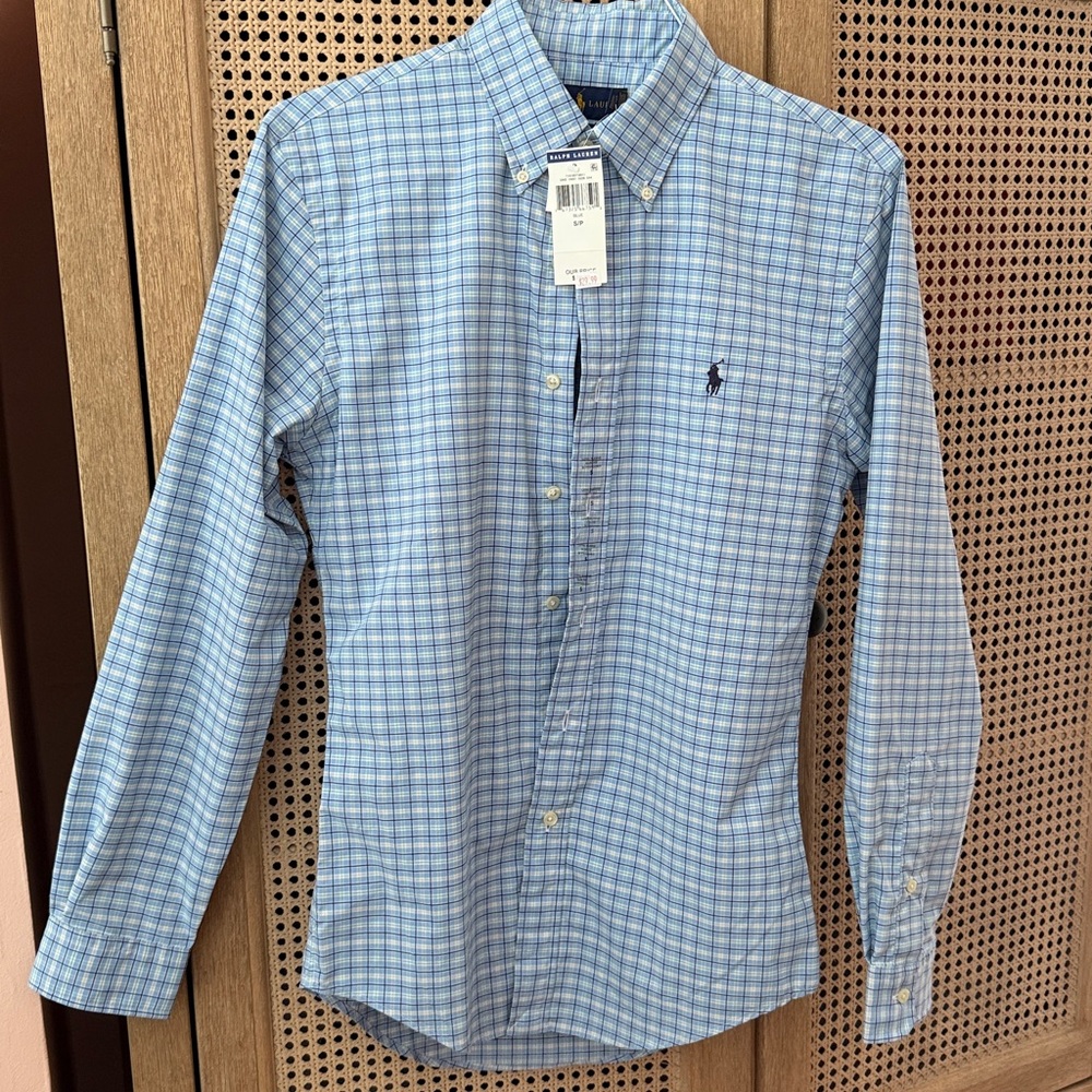 Ralph Lauren Light Blue Plaid Slim Fit Shirt
